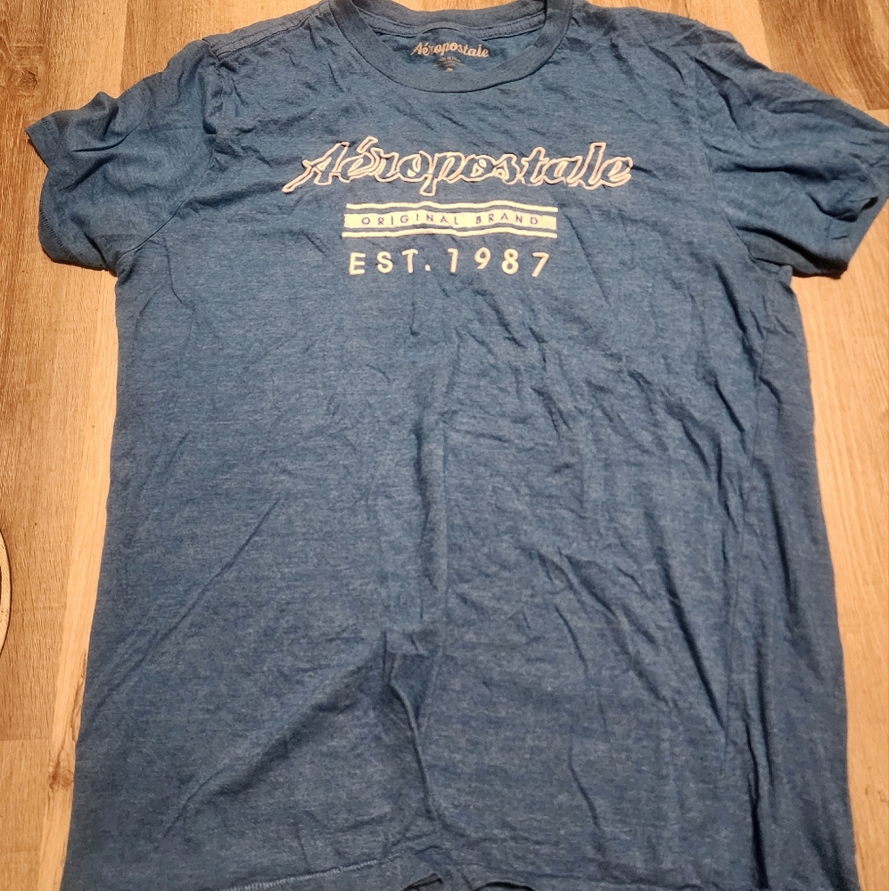 Aeropostale Men's Heather Blue Graphic Tee